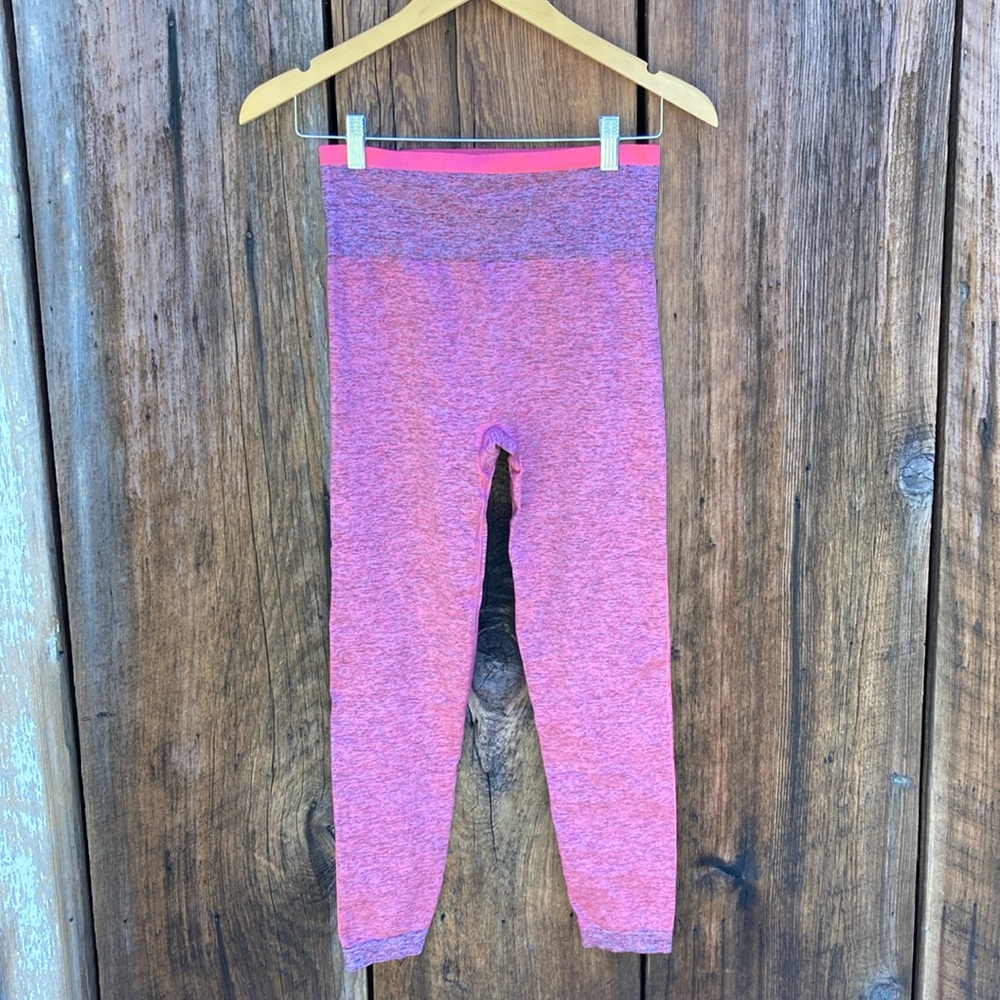 Spanx Seamless Sculpt Leggings Pants Spacedye Coral Punch Size Medium